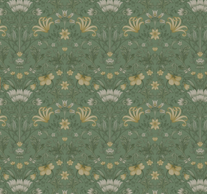 Vintage Floral wallpaper - green per metre