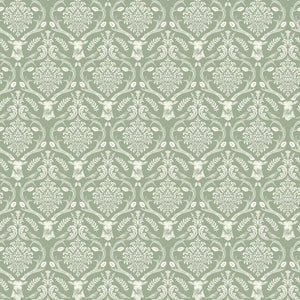 Stag Damask Wallpaper Sage Green (sold by the metre)