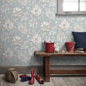 Lucia Wallpaper Blue - sold per metre