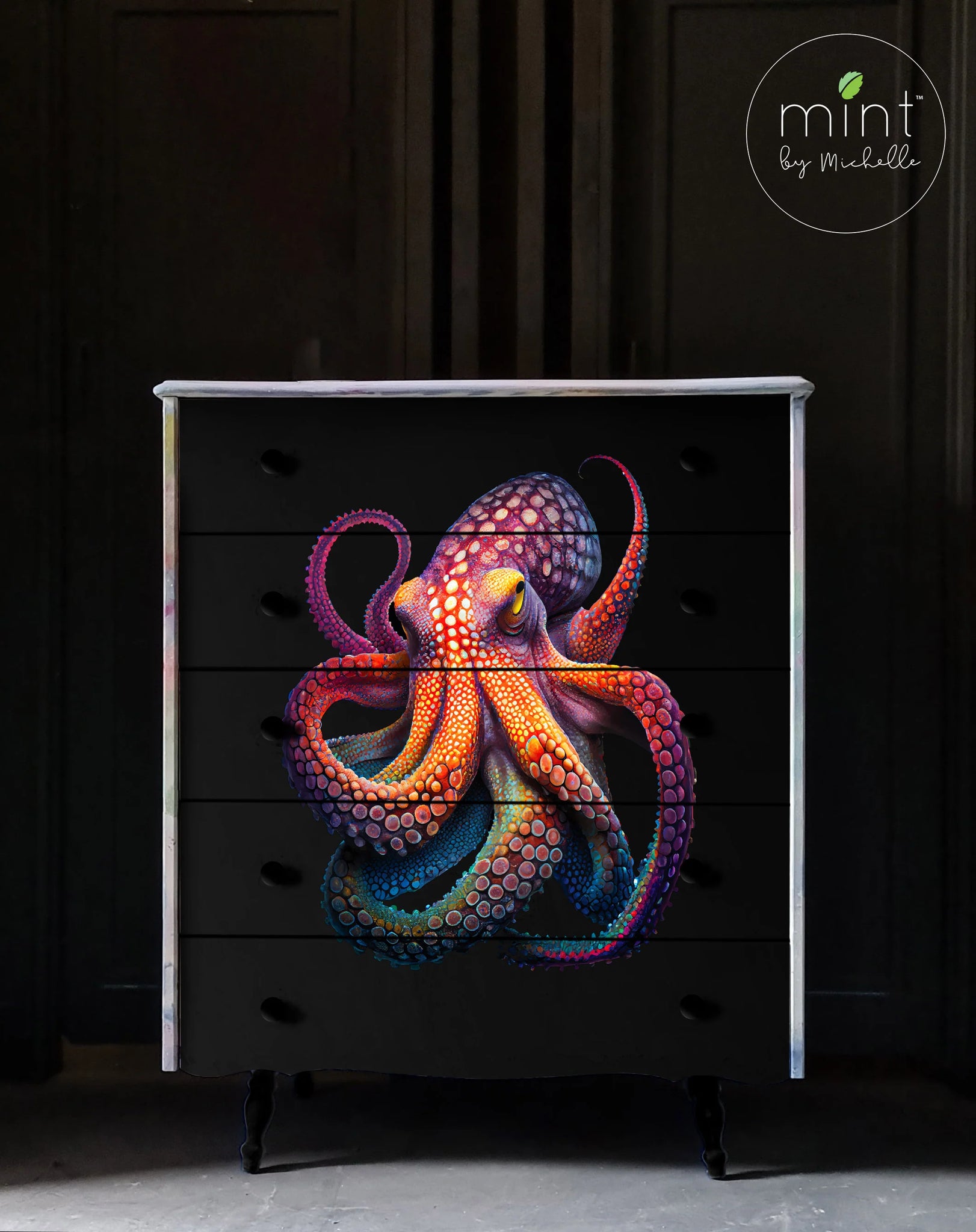 MINT Decoupage Paper - Octopus Black