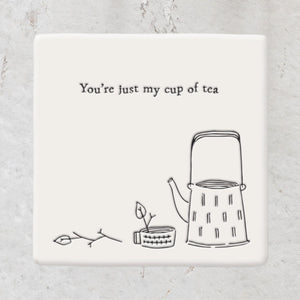 Square Porcelain Coaster - My Cup of Tea. East of India