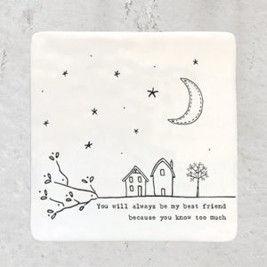 East of India Porcelain Best Friends Coaster