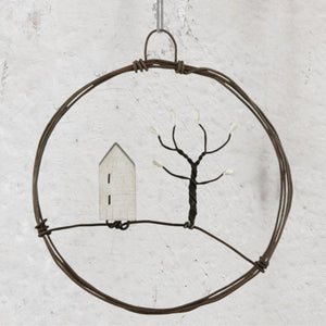 Metal Wreath House and Tree