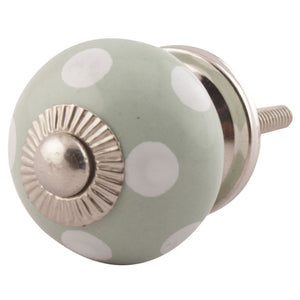 Sage Green & White Spot knob