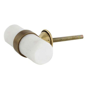 White Stone and Brass tube knob