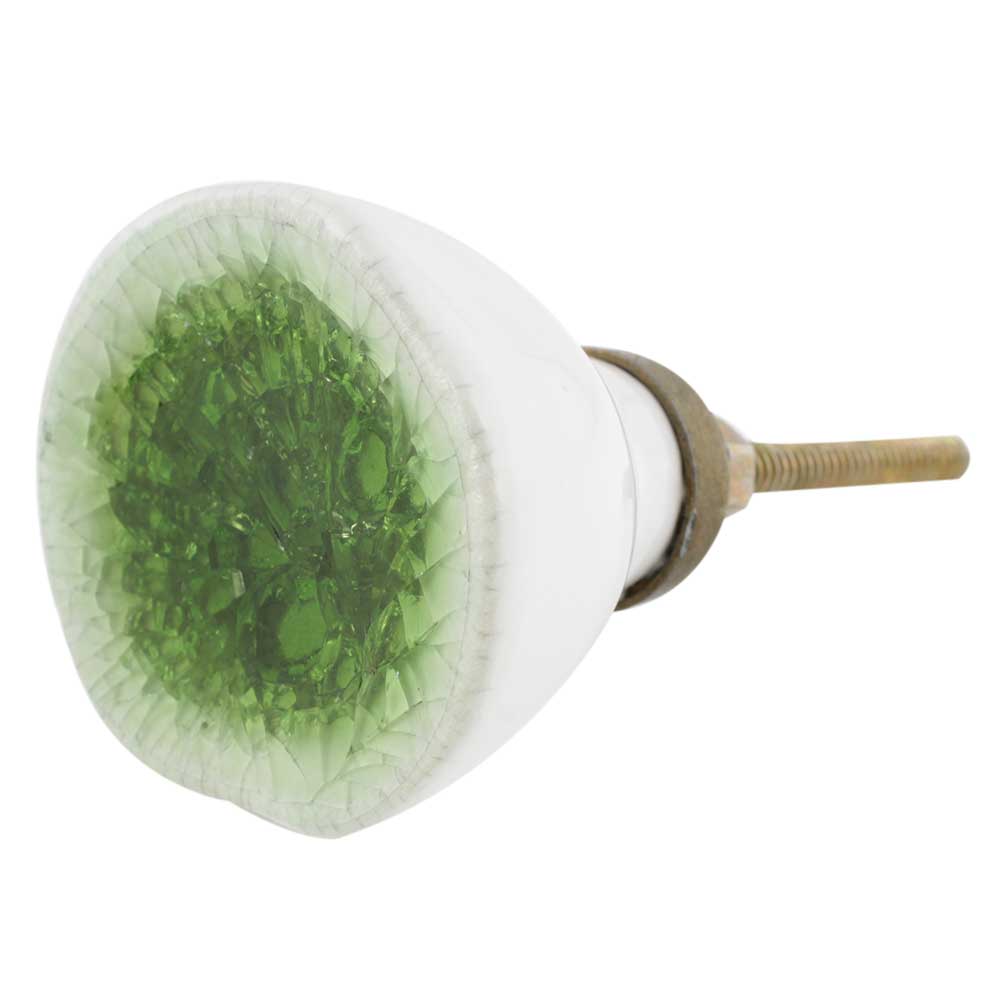 Olive green ceramic flower knob