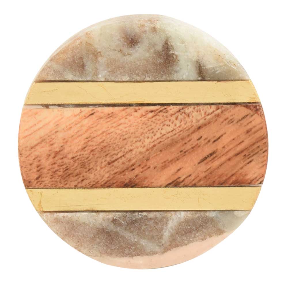 Taupe marble, timber and brass knob