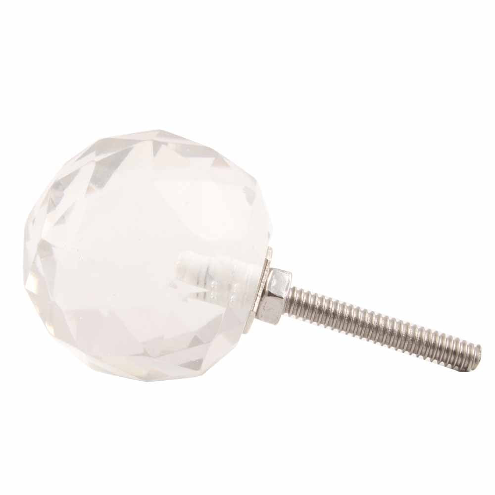 Round Diamond Cut Glass Knob