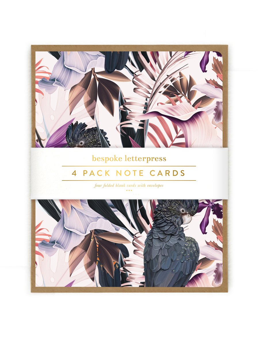 Black Cockatoo 4pk card set