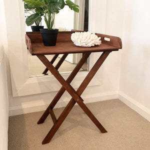 Open butlers tray side table - oak stain