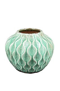 Green textured vase
