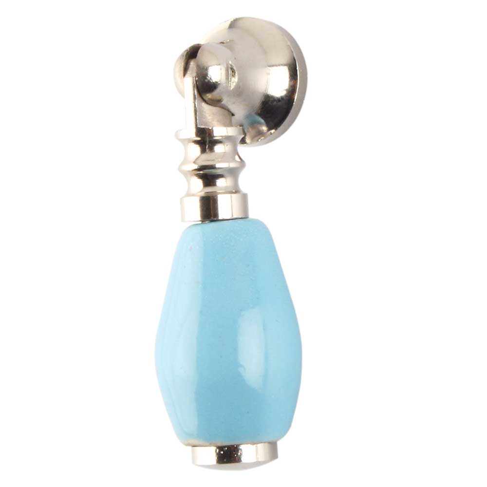 Ceramic blue and silver drop knob