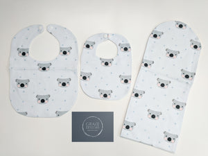Grace Designs made with love - Koala Bib and Burpee cloth set