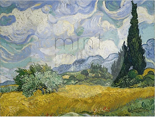MINT Decoupage Papers - Wheat field with Cypresses