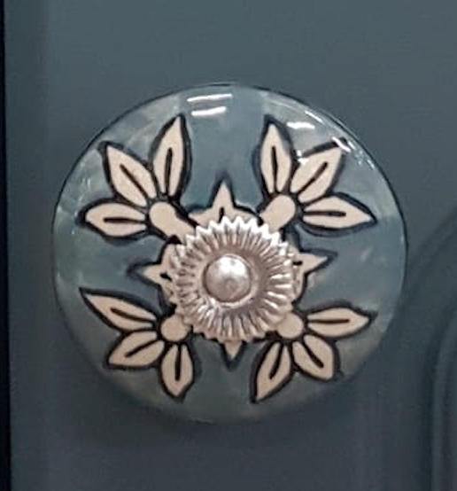 Flower Cross Pattern Ceramic Knob