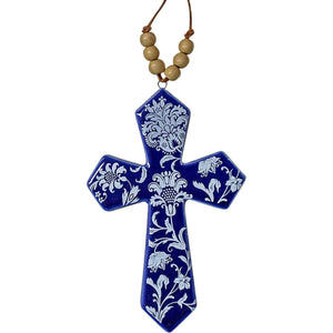 Cross Beads Navy Floret