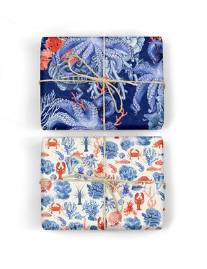 Octopus/Crustaceans double sIded giftwrap