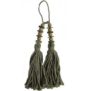 Green Tassel with timber beads